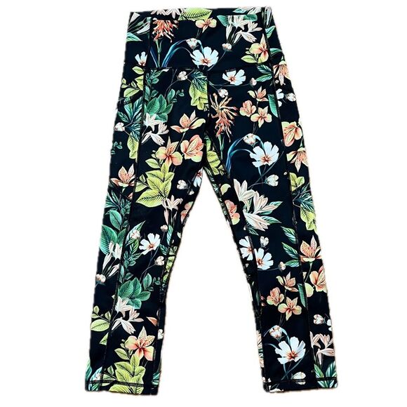 Ododos Floral Tropical Print Capri Leggings Size Medium - Picture 1 of 7